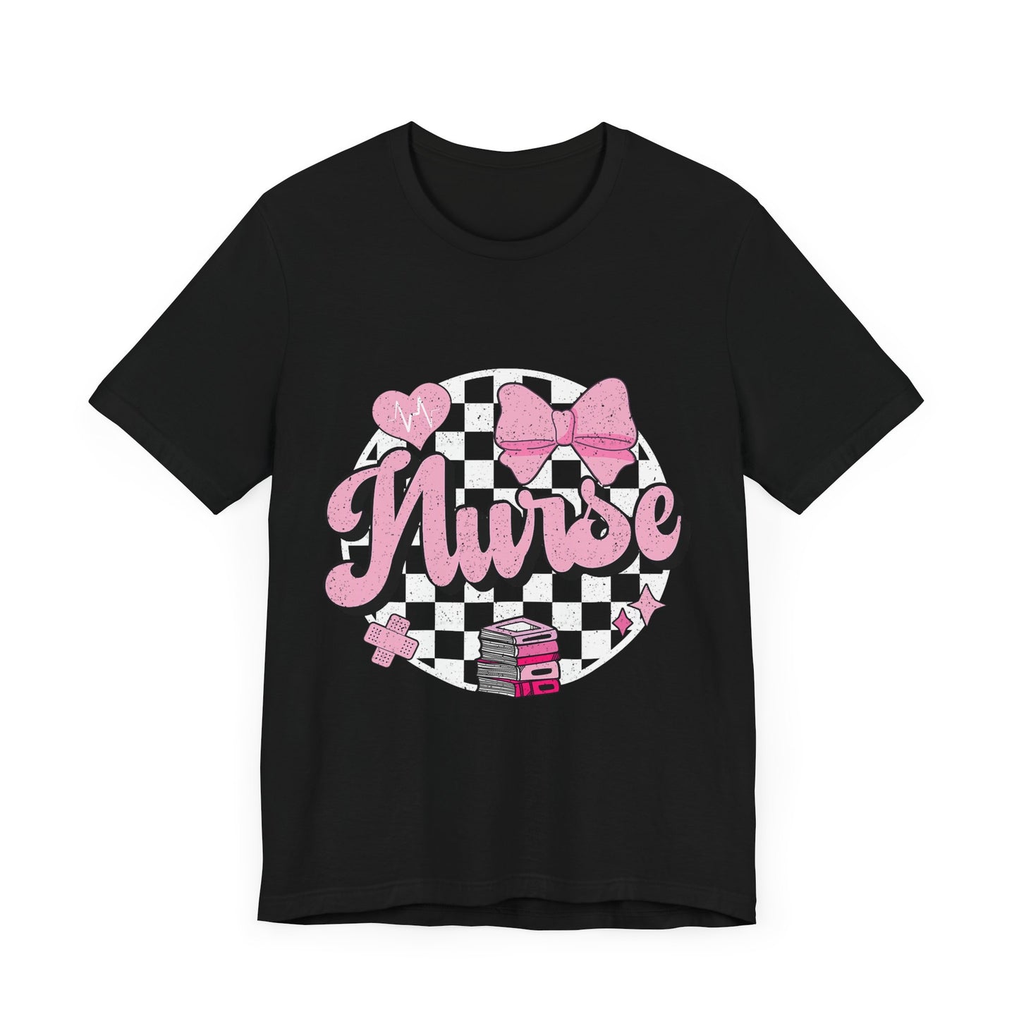 Cute Nurse Graphic T-Shirt | Pink Heart & Medical Theme