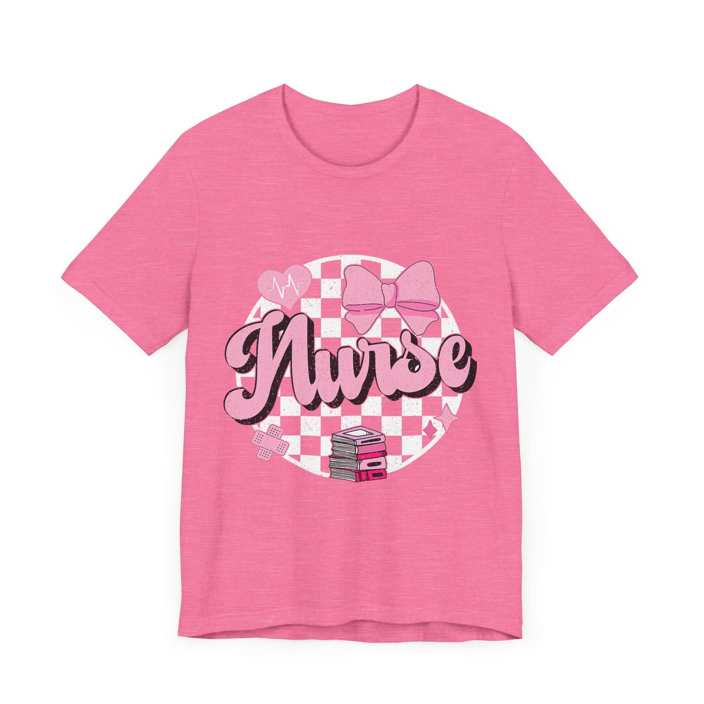 Cute Nurse Graphic T-Shirt | Pink Heart & Medical Theme