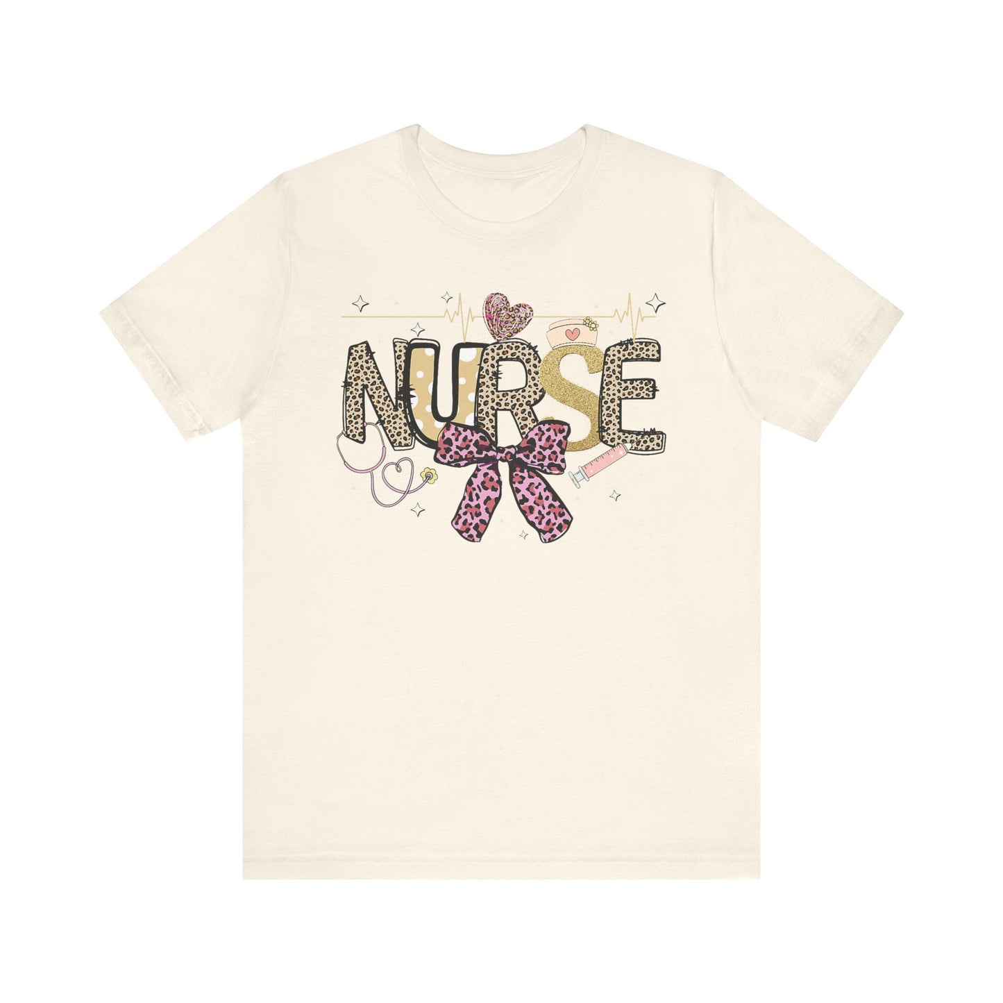 Cute Nurse T-Shirt with Leopard Print and Bow - Perfect Gift for Healthcare Workers