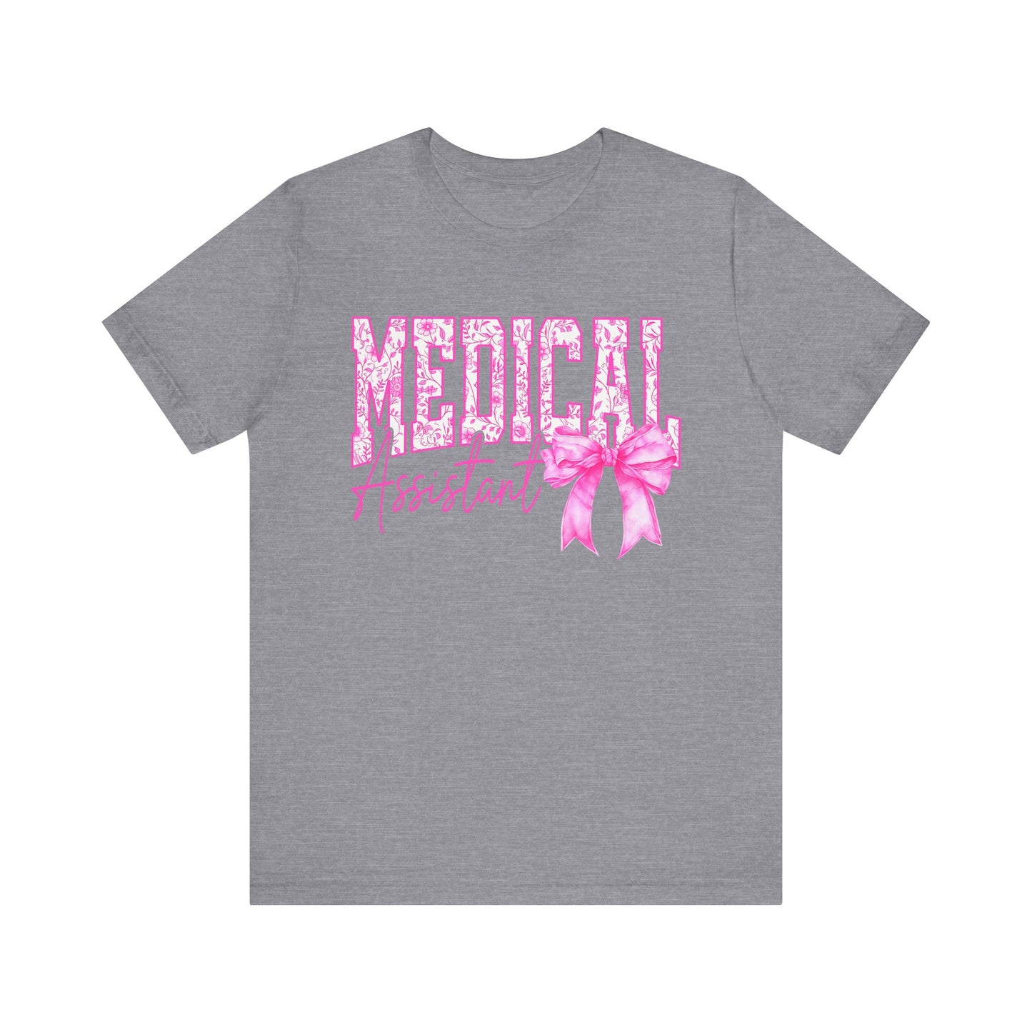 Medical Assistant Awareness Tee - Unisex Jersey Short Sleeve Shirt with Pink Bow Design