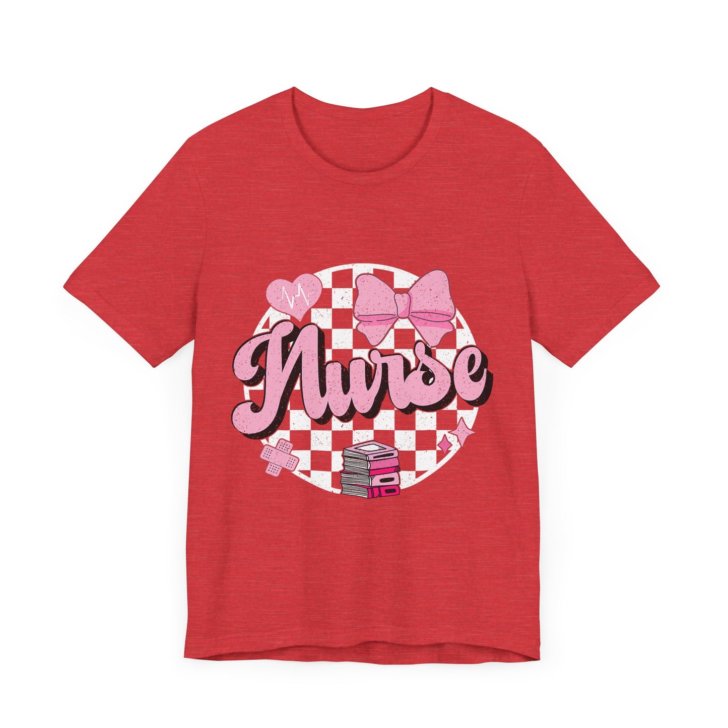 Cute Nurse Graphic T-Shirt | Pink Heart & Medical Theme