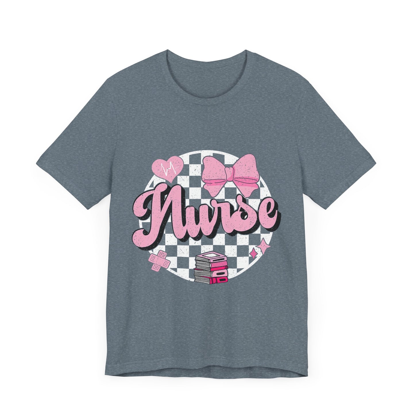Cute Nurse Graphic T-Shirt | Pink Heart & Medical Theme