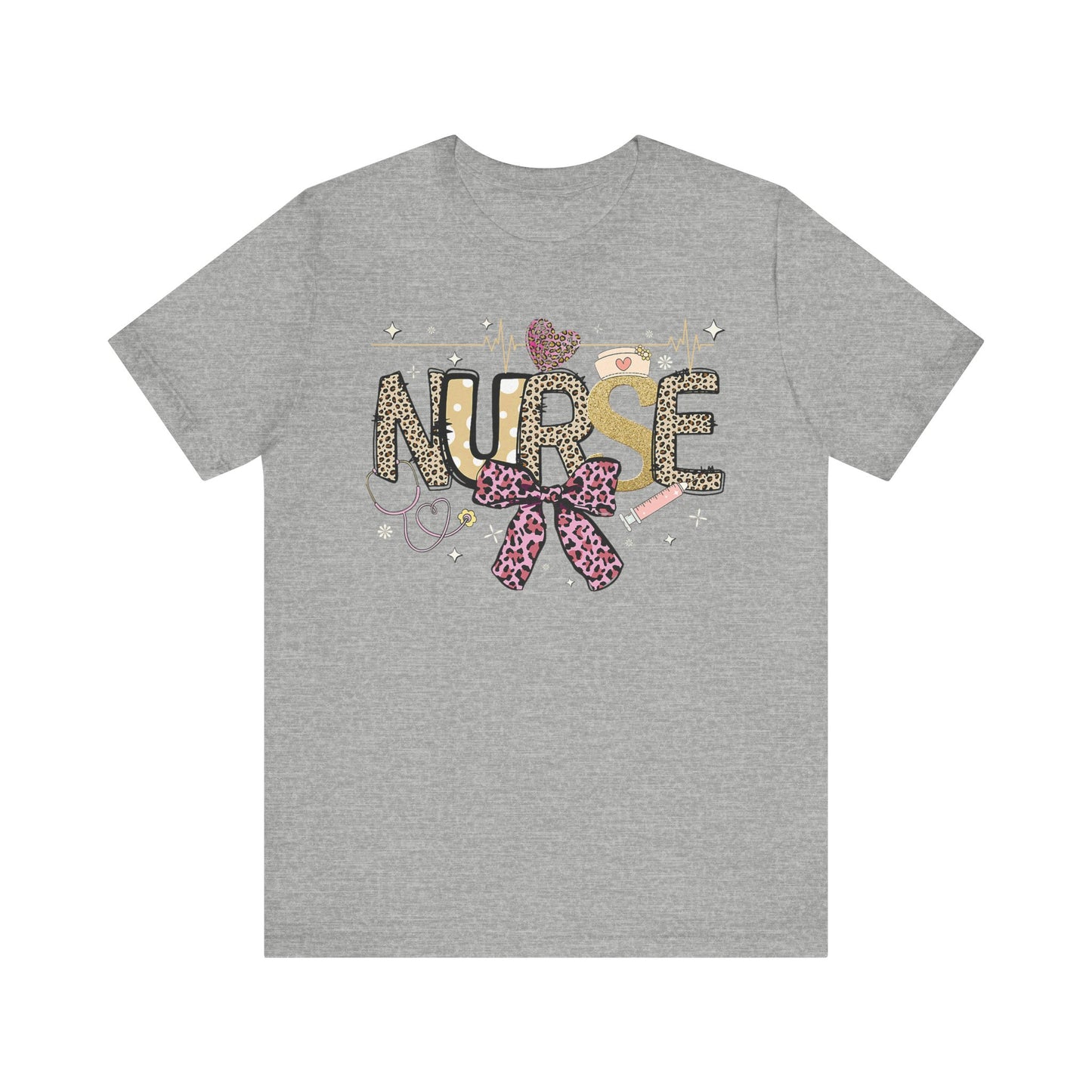 Cute Nurse T-Shirt with Leopard Print and Bow - Perfect Gift for Healthcare Workers