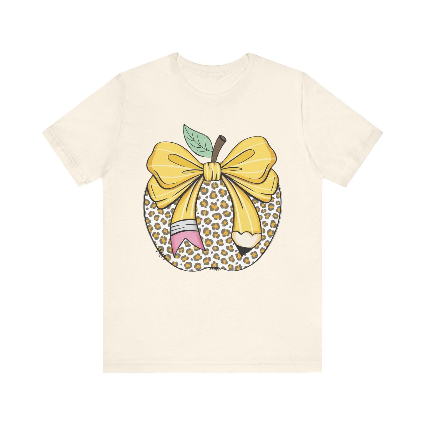 Leopard Apple Tee with Pencil & Bow – Teacher Life Vibes
