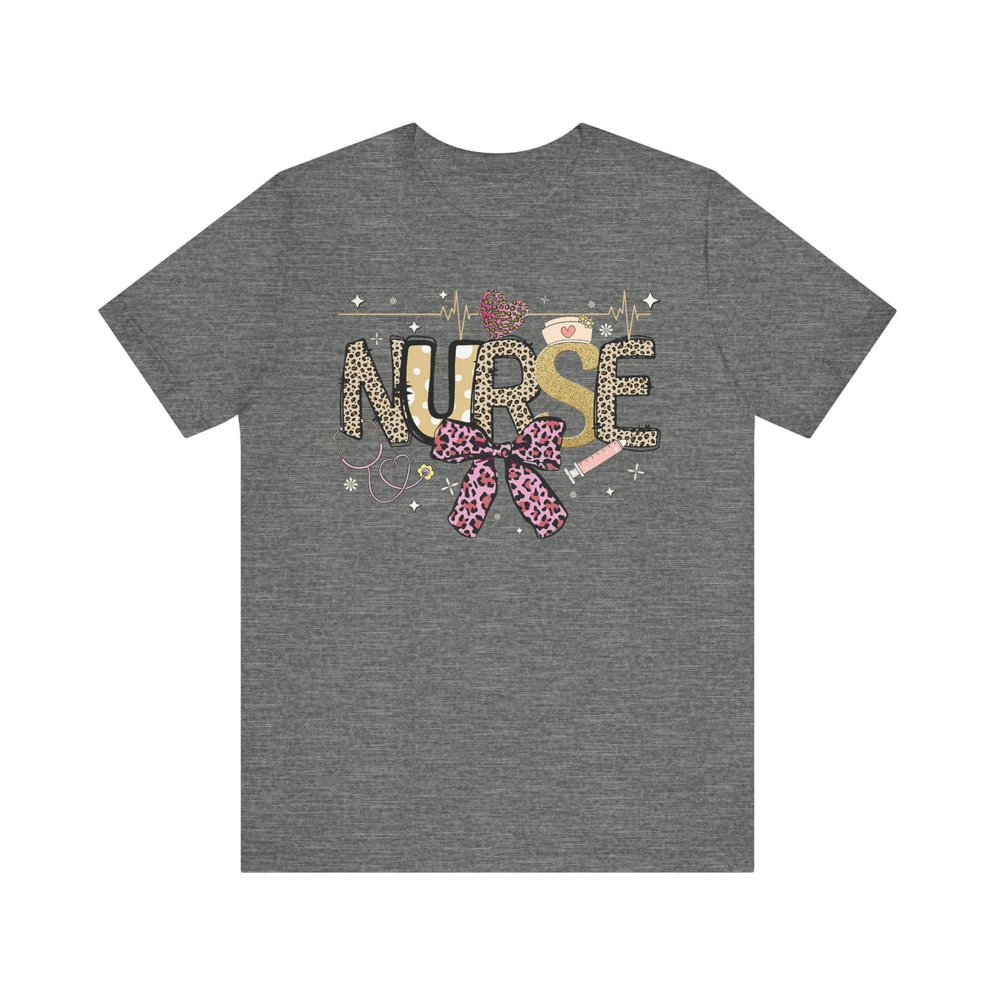 Cute Nurse T-Shirt with Leopard Print and Bow - Perfect Gift for Healthcare Workers