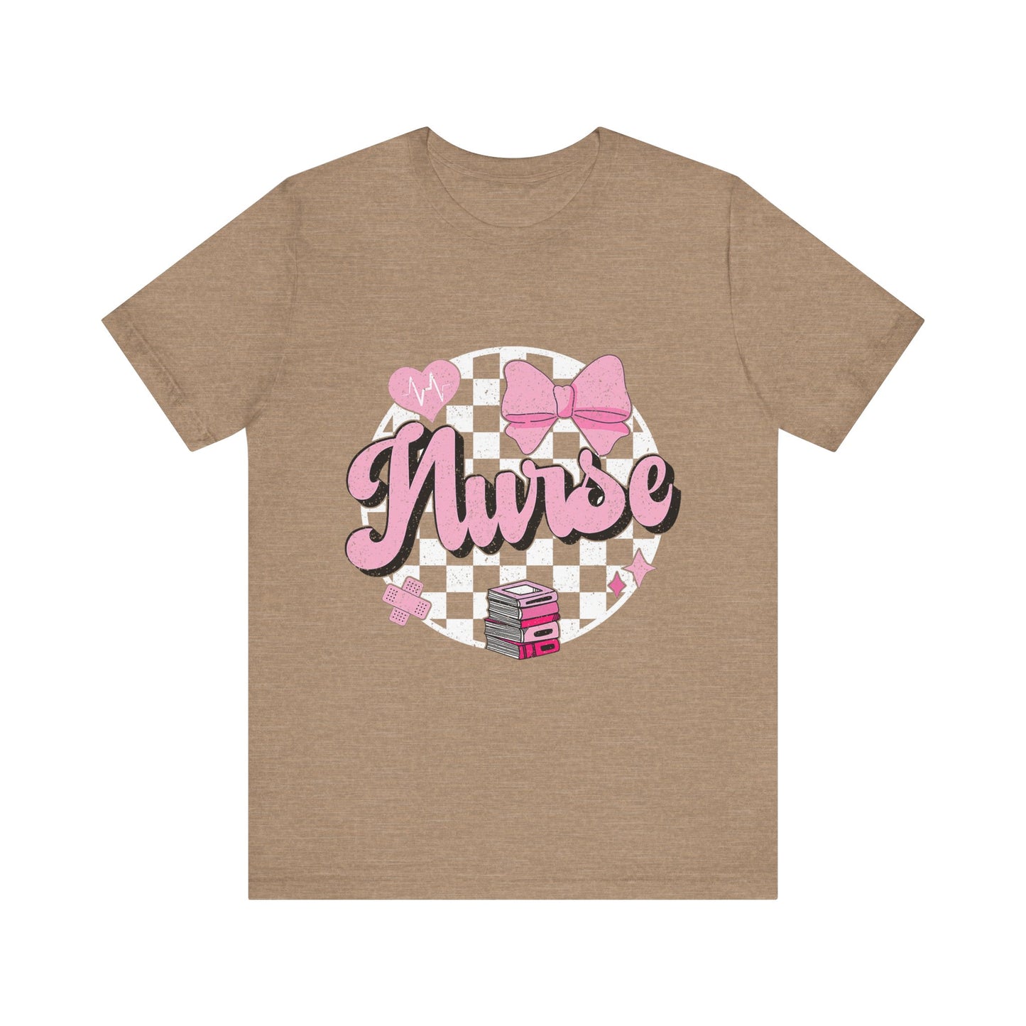 Cute Nurse Graphic T-Shirt | Pink Heart & Medical Theme