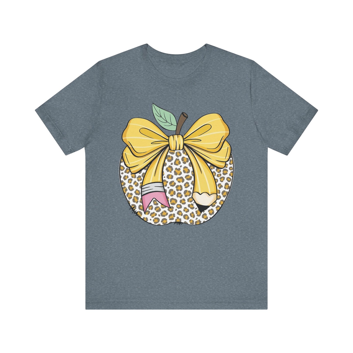 Leopard Apple Tee with Pencil & Bow – Teacher Life Vibes