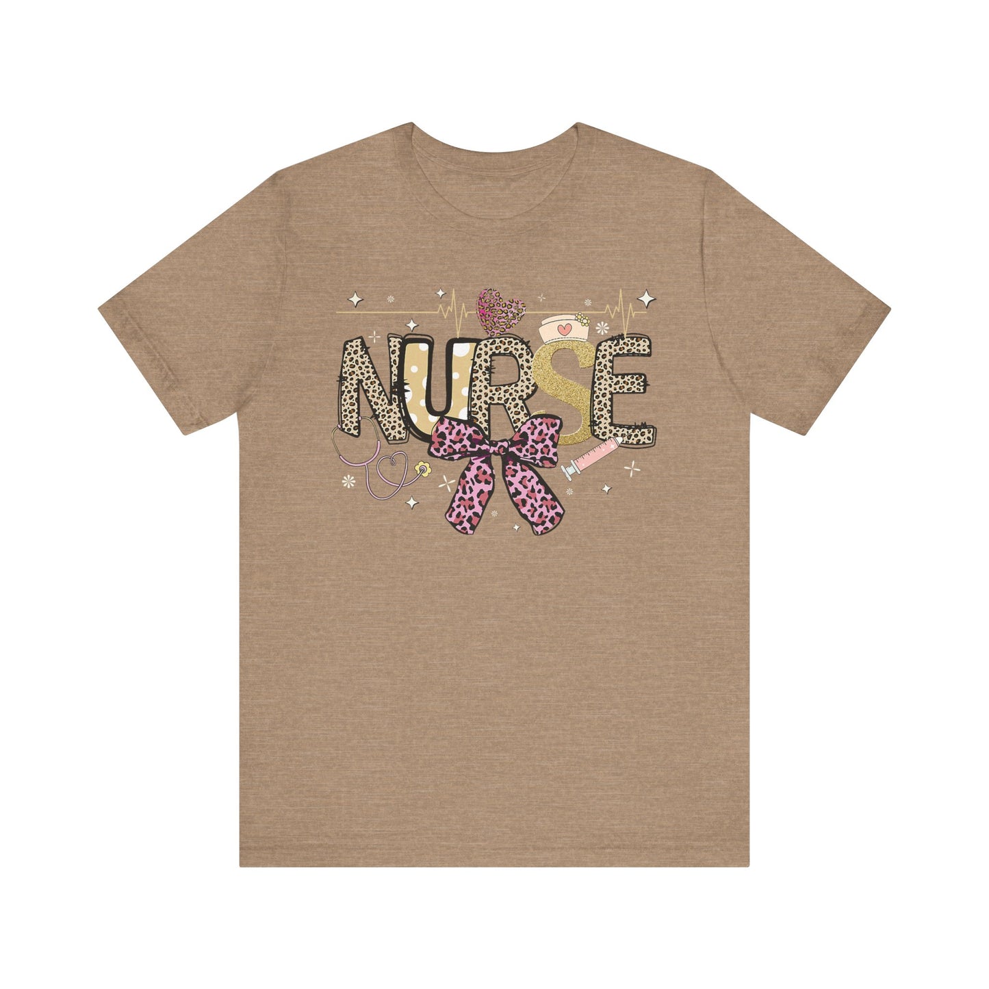Cute Nurse T-Shirt with Leopard Print and Bow - Perfect Gift for Healthcare Workers