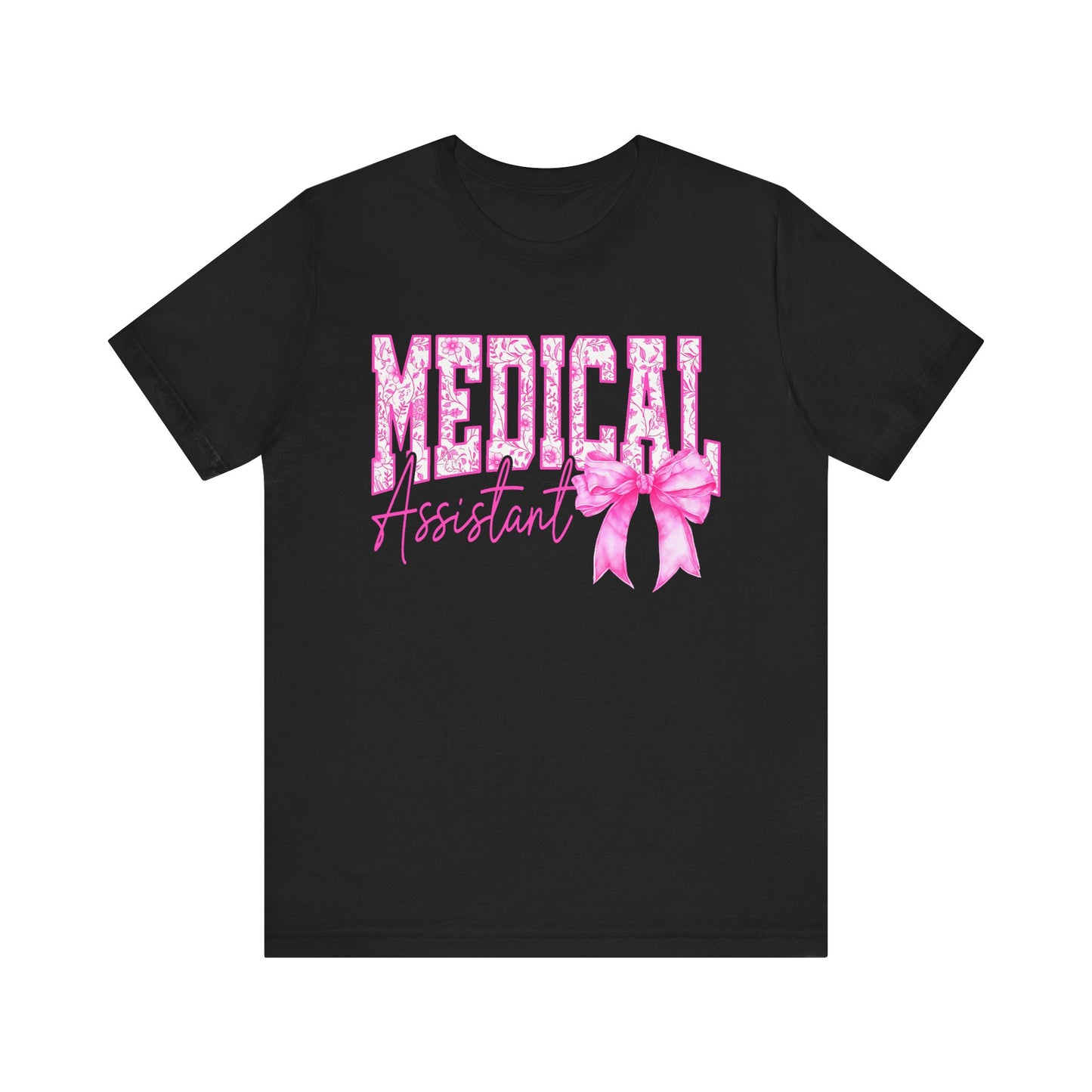 Medical Assistant Awareness Tee - Unisex Jersey Short Sleeve Shirt with Pink Bow Design