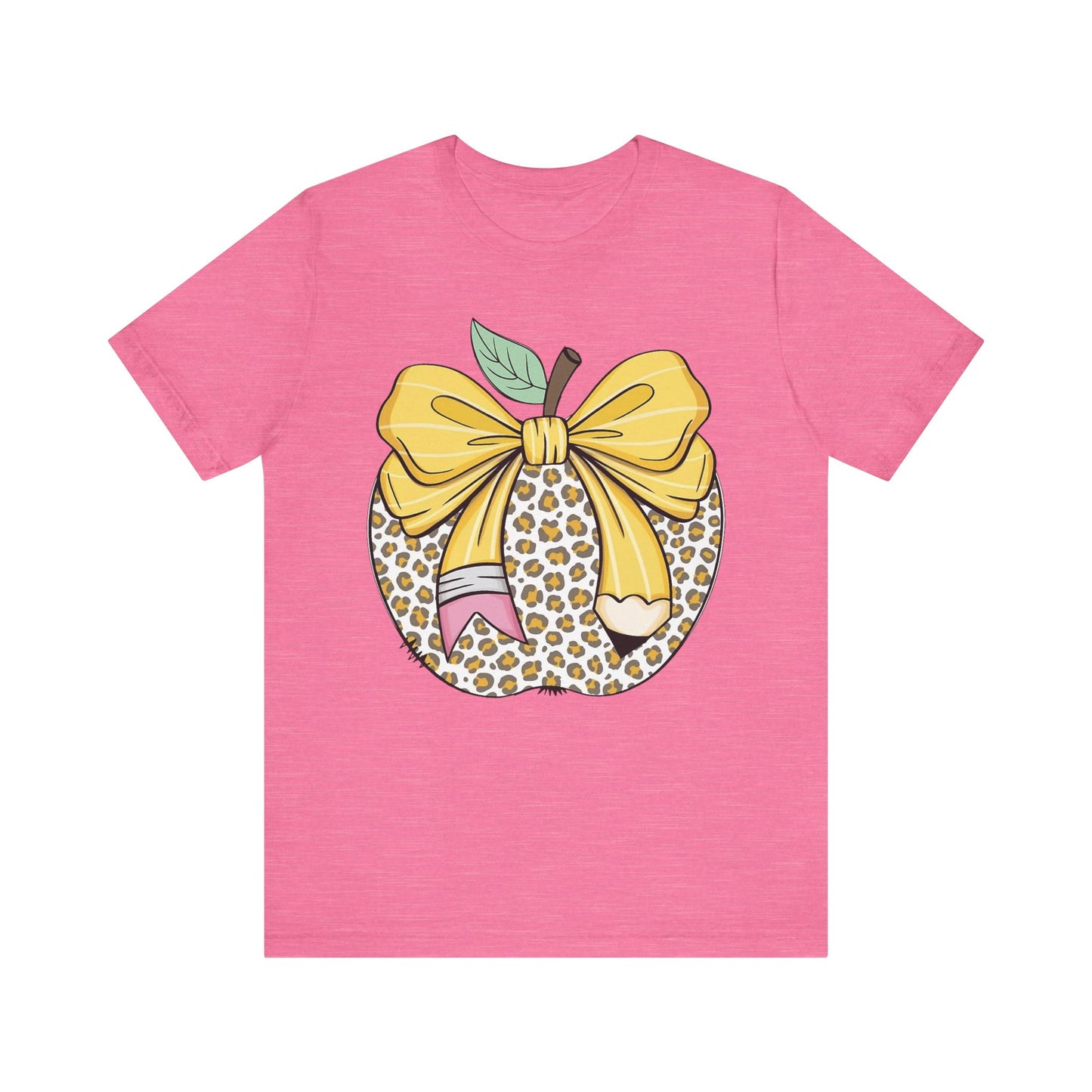 Leopard Apple Tee with Pencil & Bow – Teacher Life Vibes