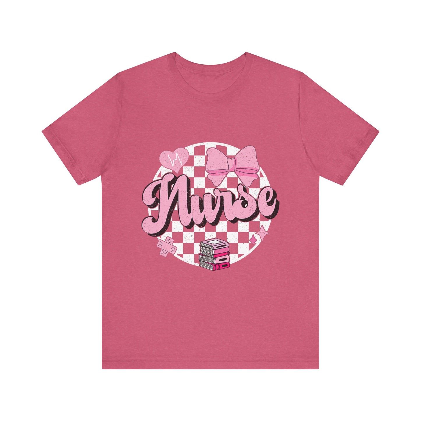 Cute Nurse Graphic T-Shirt | Pink Heart & Medical Theme