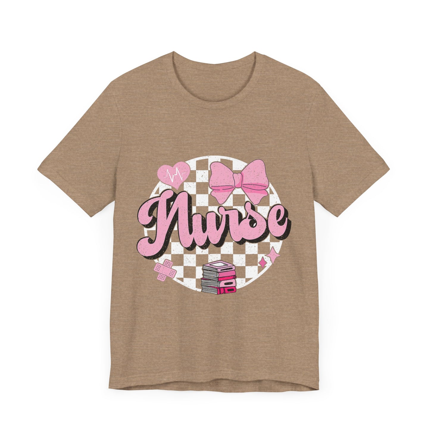Cute Nurse Graphic T-Shirt | Pink Heart & Medical Theme