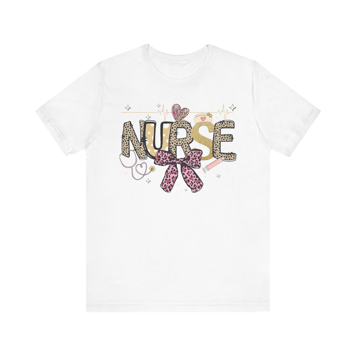 Cute Nurse T-Shirt with Leopard Print and Bow - Perfect Gift for Healthcare Workers