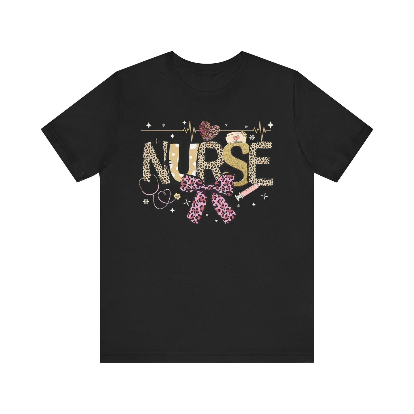 Cute Nurse T-Shirt with Leopard Print and Bow - Perfect Gift for Healthcare Workers
