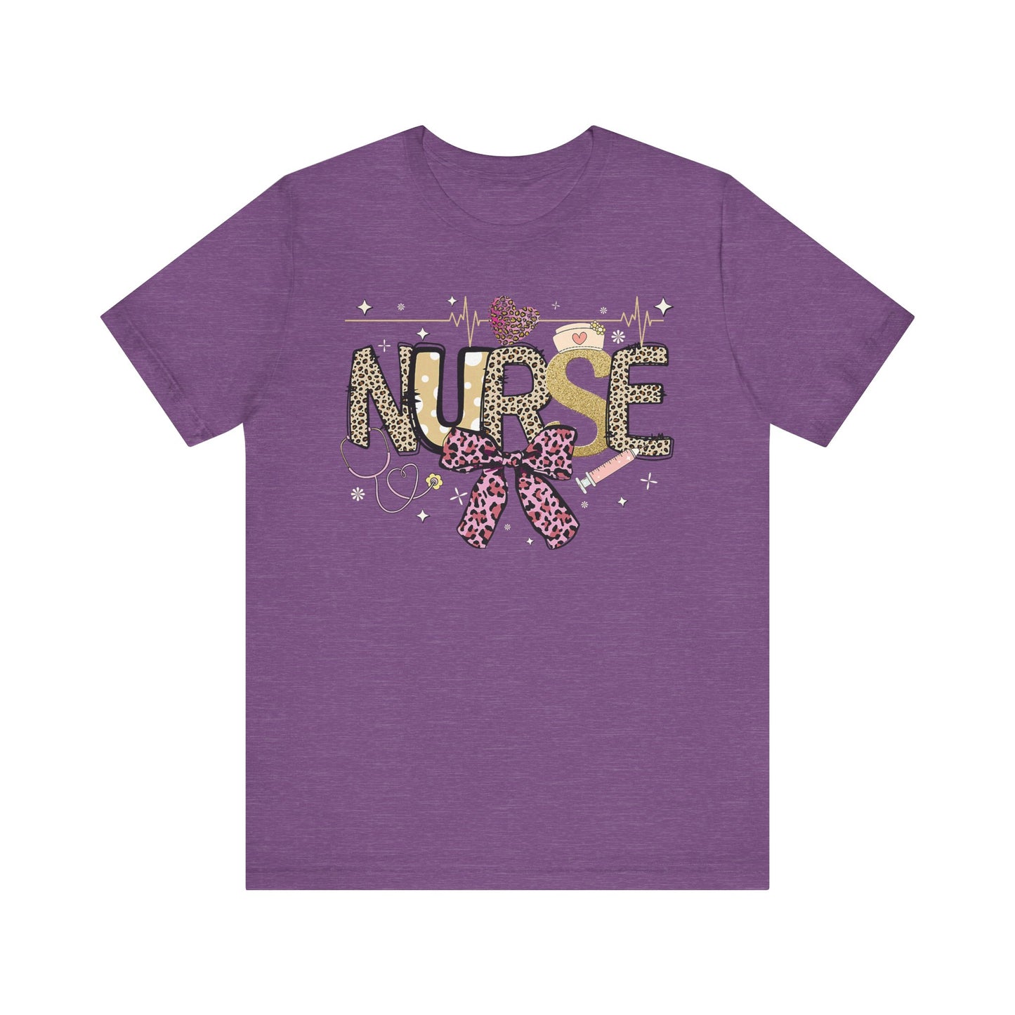 Cute Nurse T-Shirt with Leopard Print and Bow - Perfect Gift for Healthcare Workers