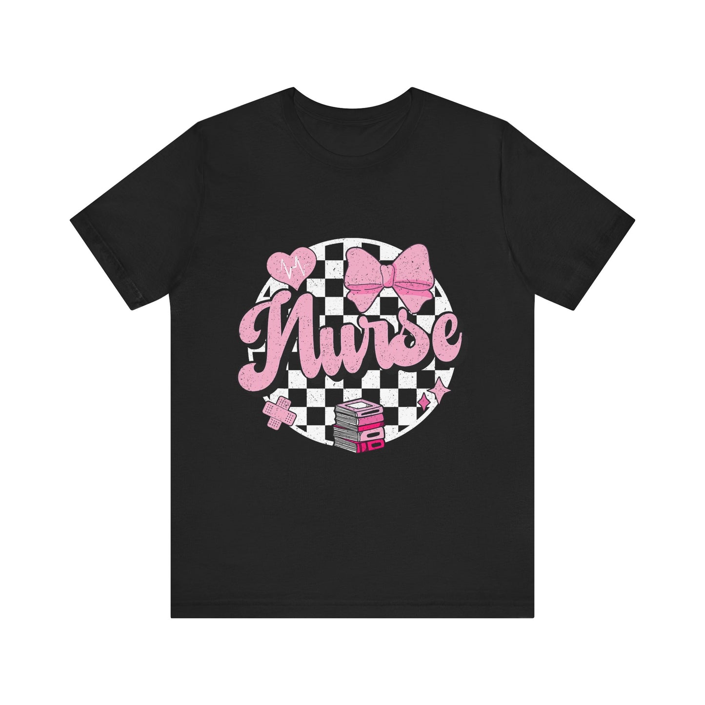 Cute Nurse Graphic T-Shirt | Pink Heart & Medical Theme