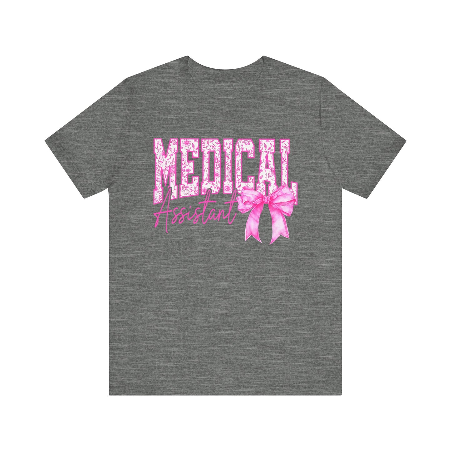 Medical Assistant Awareness Tee - Unisex Jersey Short Sleeve Shirt with Pink Bow Design