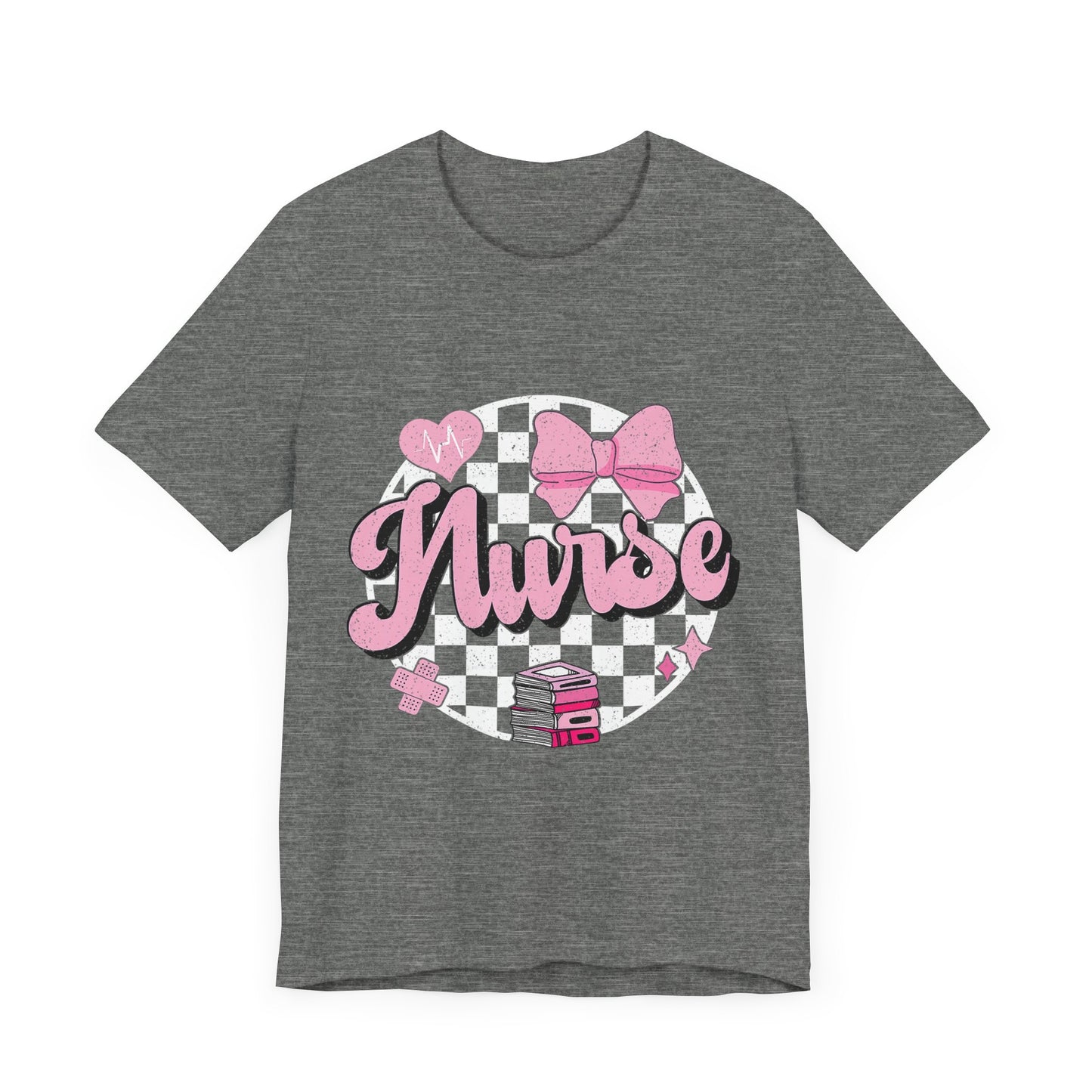 Cute Nurse Graphic T-Shirt | Pink Heart & Medical Theme