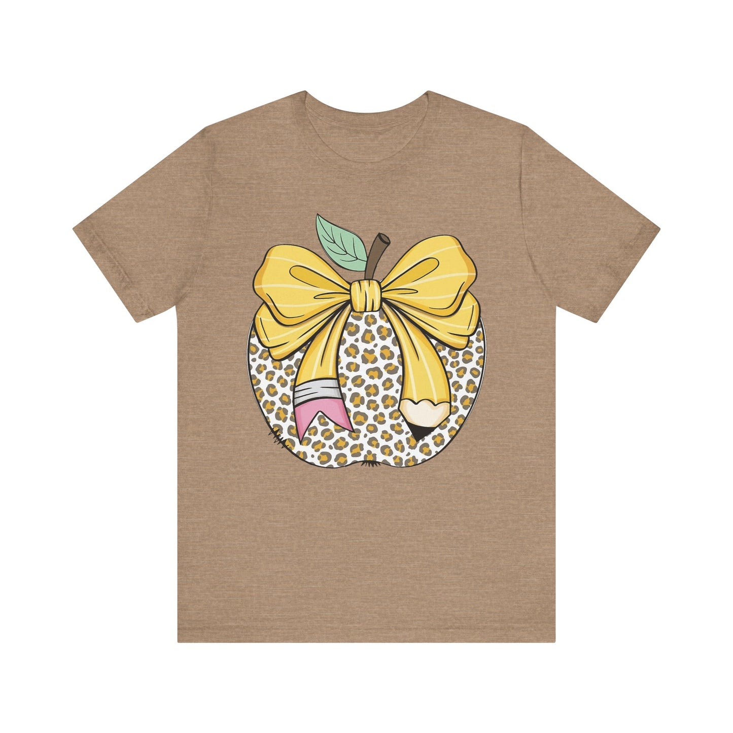 Leopard Apple Tee with Pencil & Bow – Teacher Life Vibes