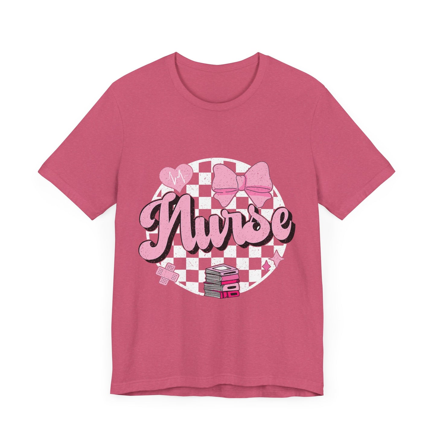 Cute Nurse Graphic T-Shirt | Pink Heart & Medical Theme