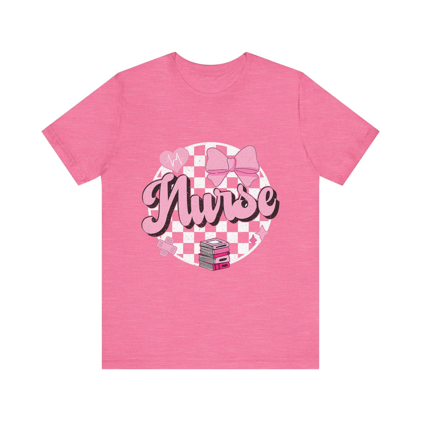 Cute Nurse Graphic T-Shirt | Pink Heart & Medical Theme