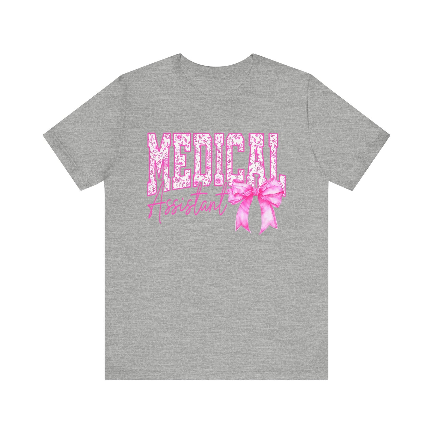 Medical Assistant Awareness Tee - Unisex Jersey Short Sleeve Shirt with Pink Bow Design