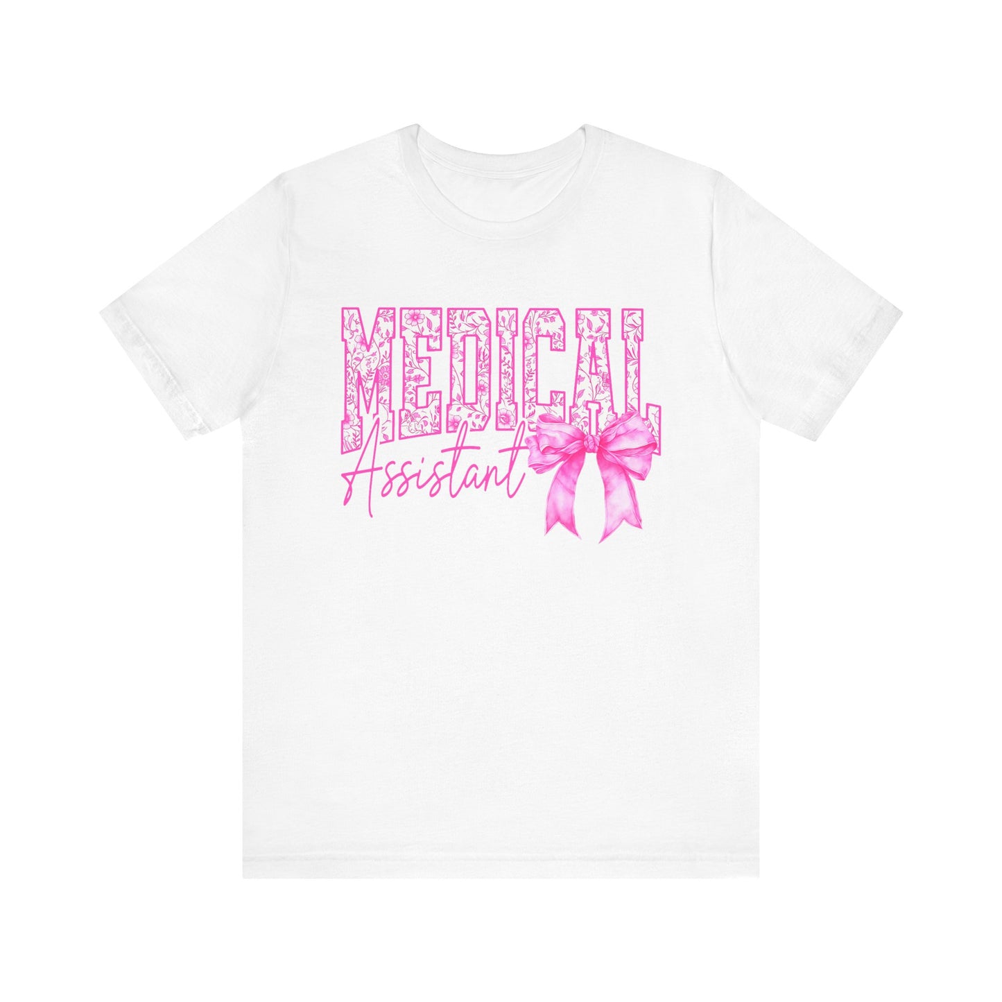 Medical Assistant Awareness Tee - Unisex Jersey Short Sleeve Shirt with Pink Bow Design