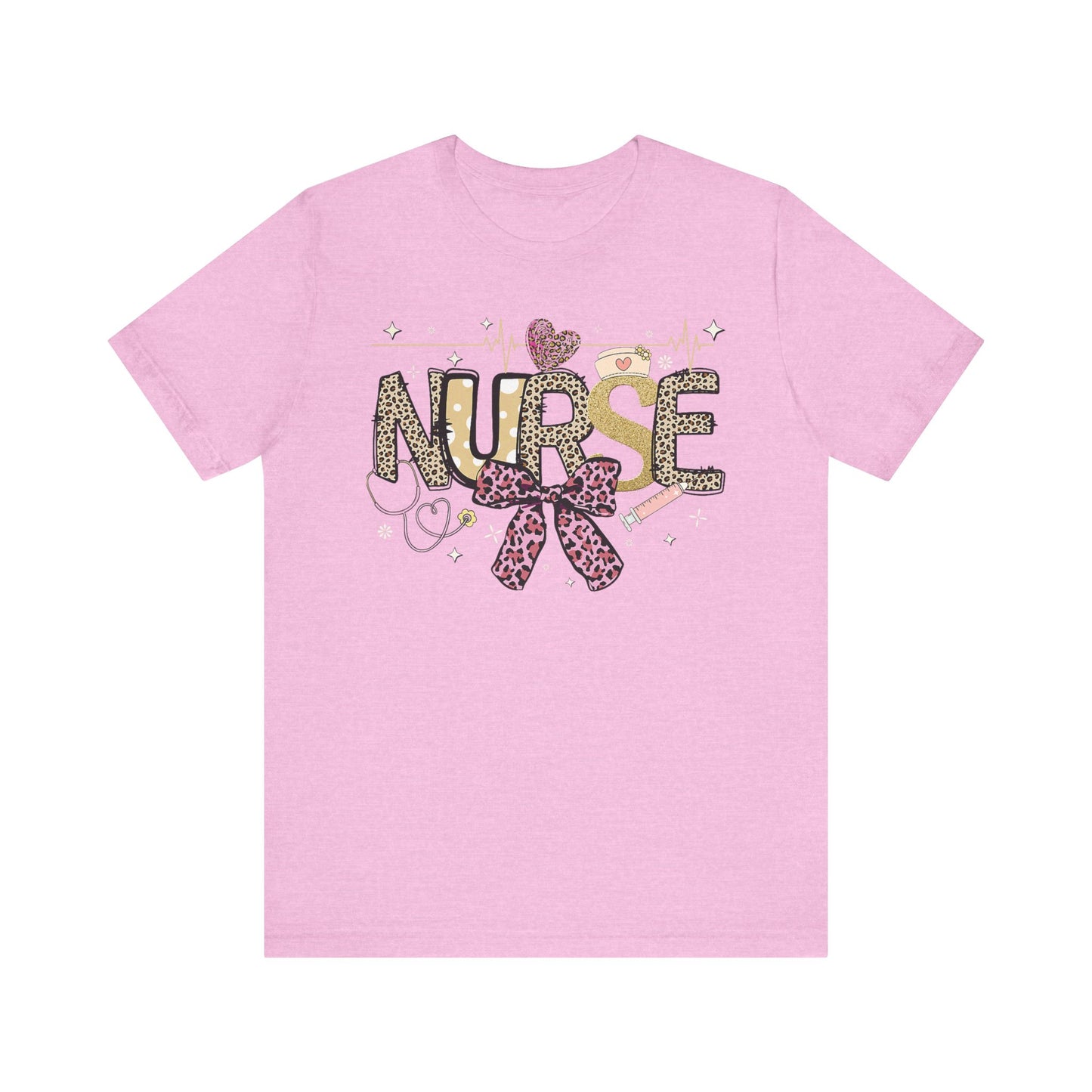 Cute Nurse T-Shirt with Leopard Print and Bow - Perfect Gift for Healthcare Workers