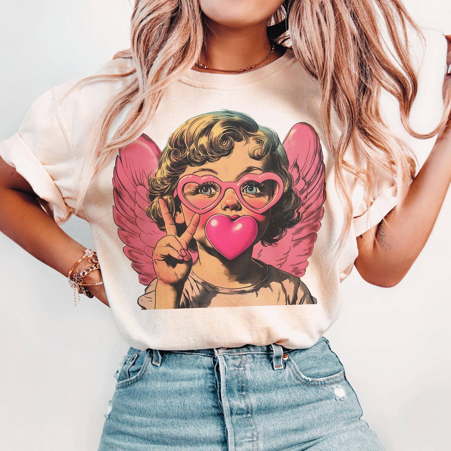 Cupid Valentines Day Blowing Bubble T-Shirt