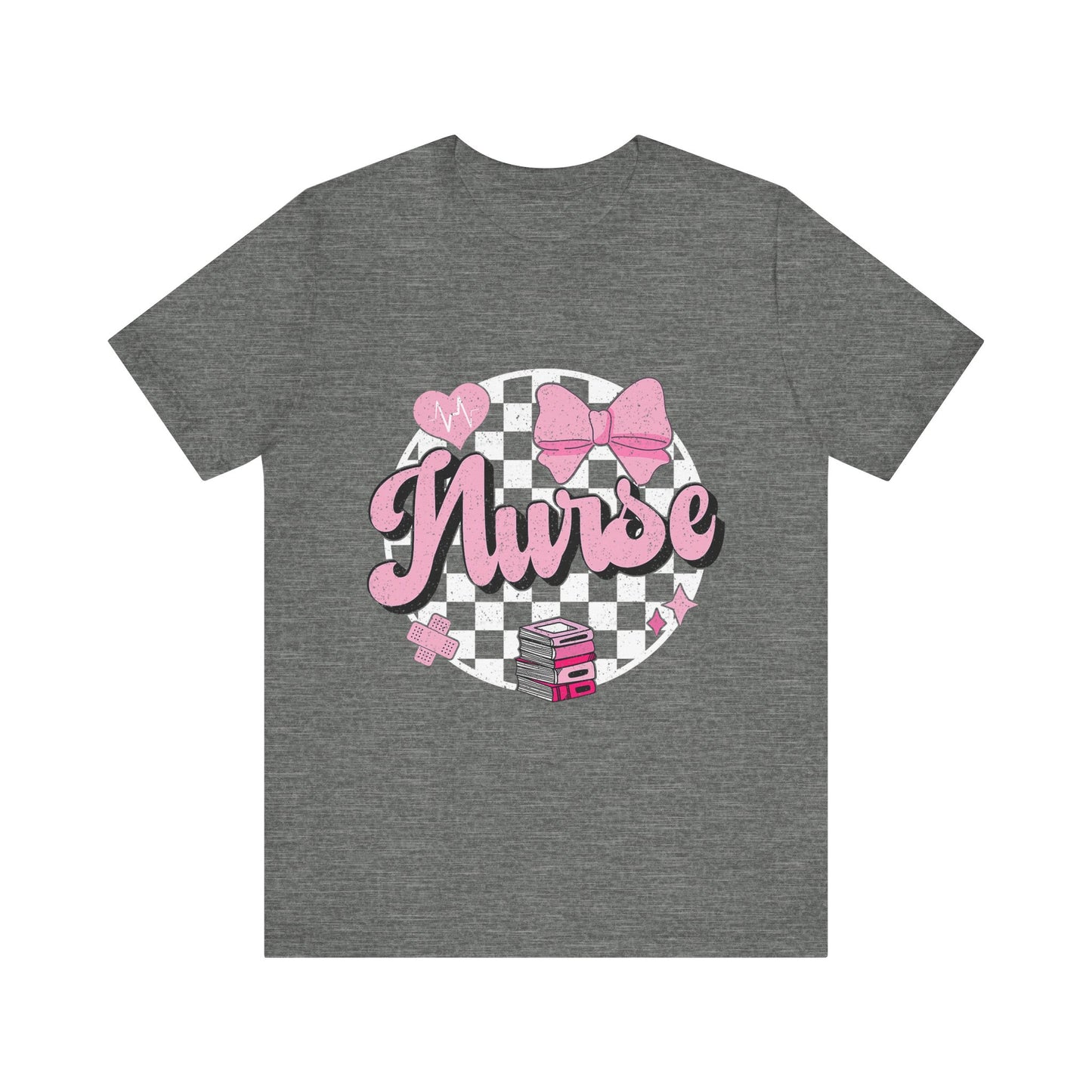 Cute Nurse Graphic T-Shirt | Pink Heart & Medical Theme