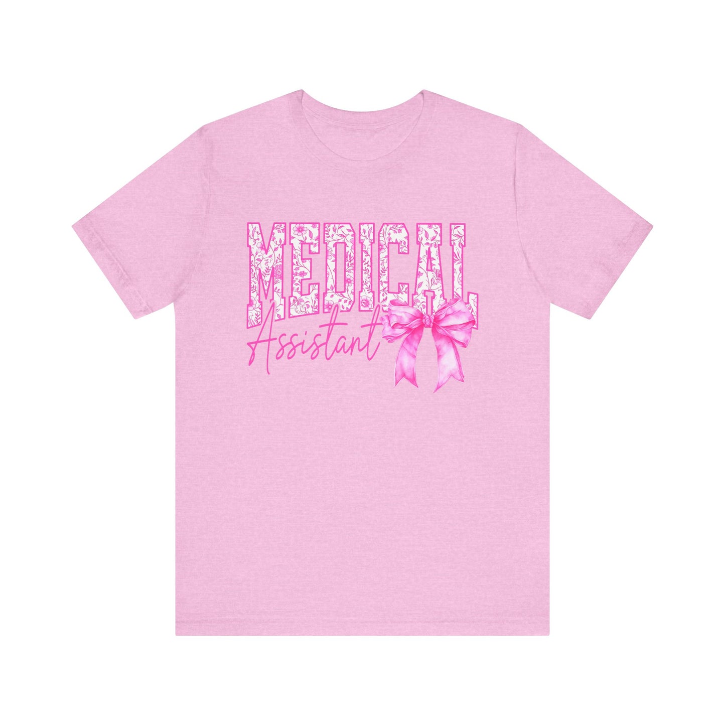 Medical Assistant Awareness Tee - Unisex Jersey Short Sleeve Shirt with Pink Bow Design