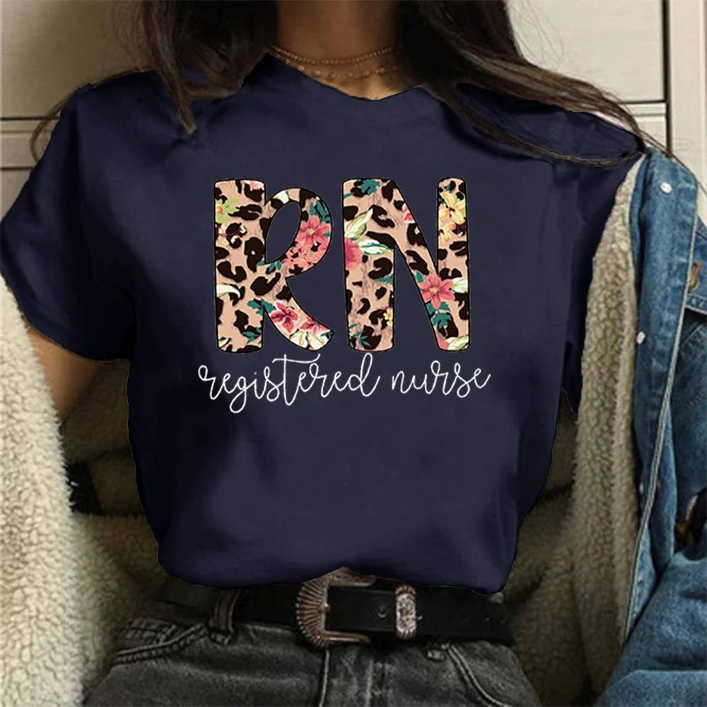 Floral Registered Nurse Graphic T-Shirt