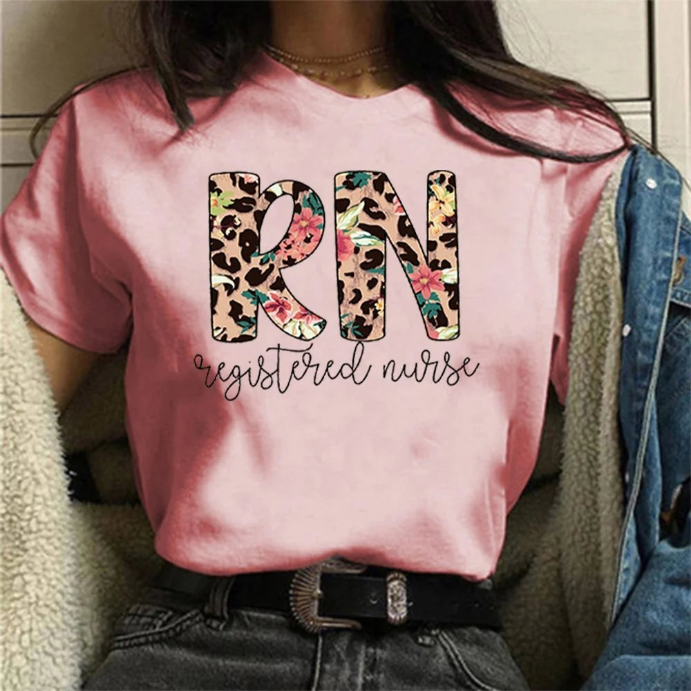 Floral Registered Nurse Graphic T-Shirt
