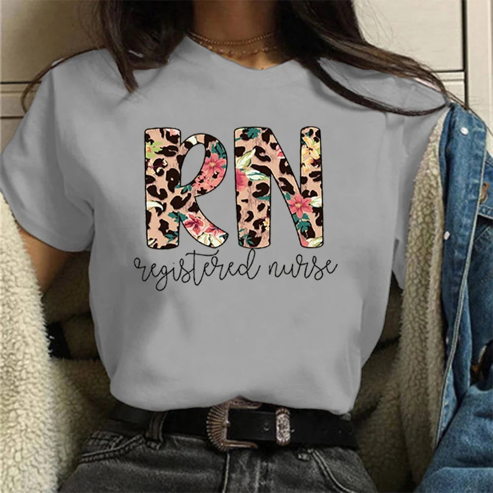 Floral Registered Nurse Graphic T-Shirt