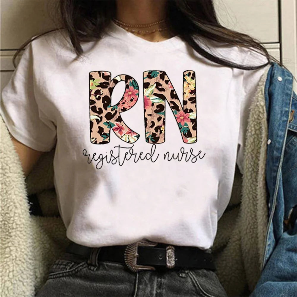 Floral Registered Nurse Graphic T-Shirt