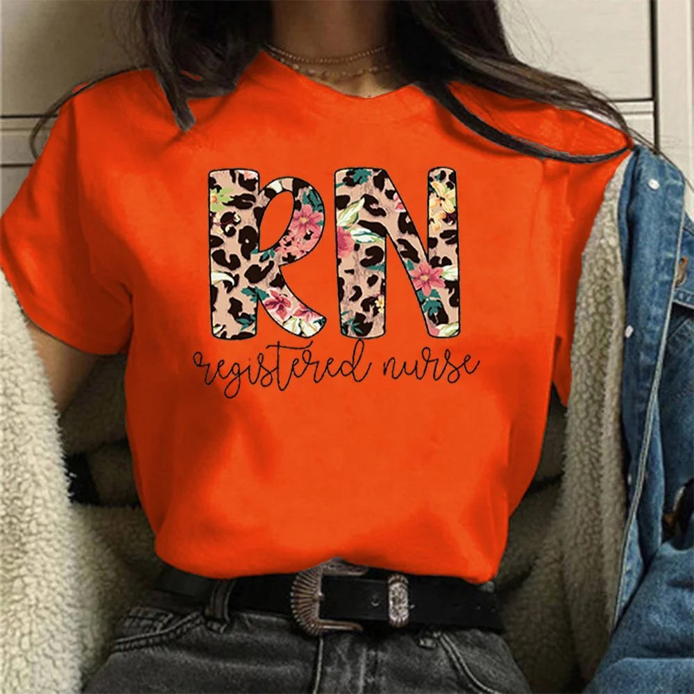 Floral Registered Nurse Graphic T-Shirt