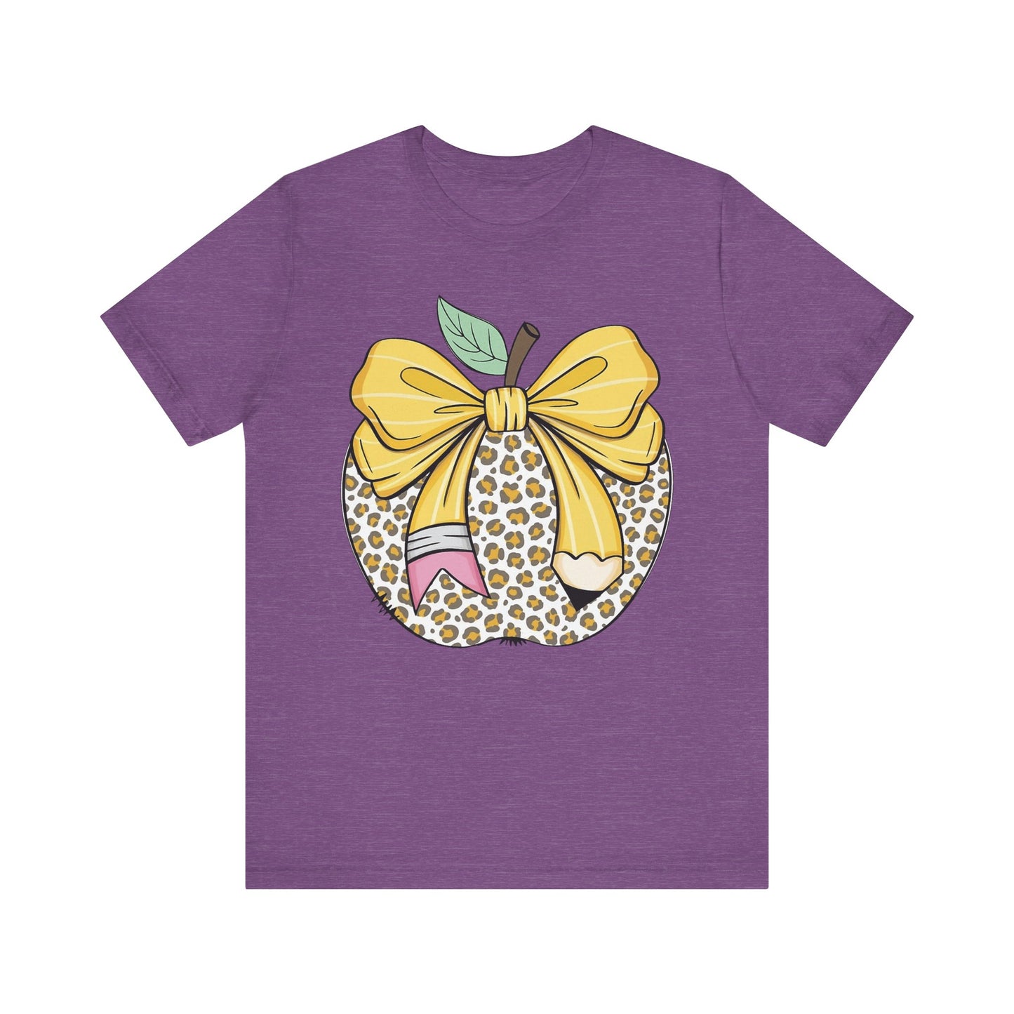 Leopard Apple Tee with Pencil & Bow – Teacher Life Vibes
