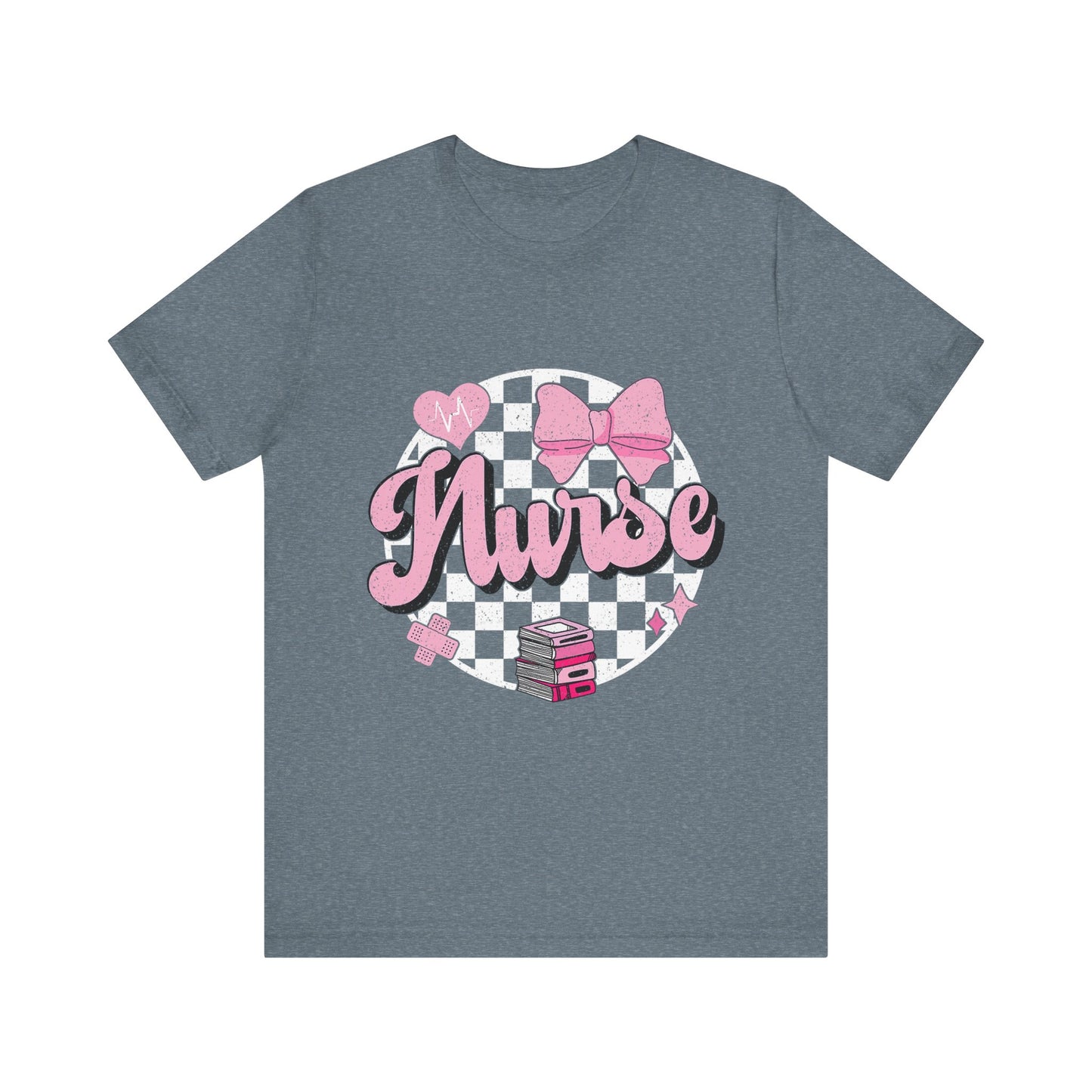 Cute Nurse Graphic T-Shirt | Pink Heart & Medical Theme