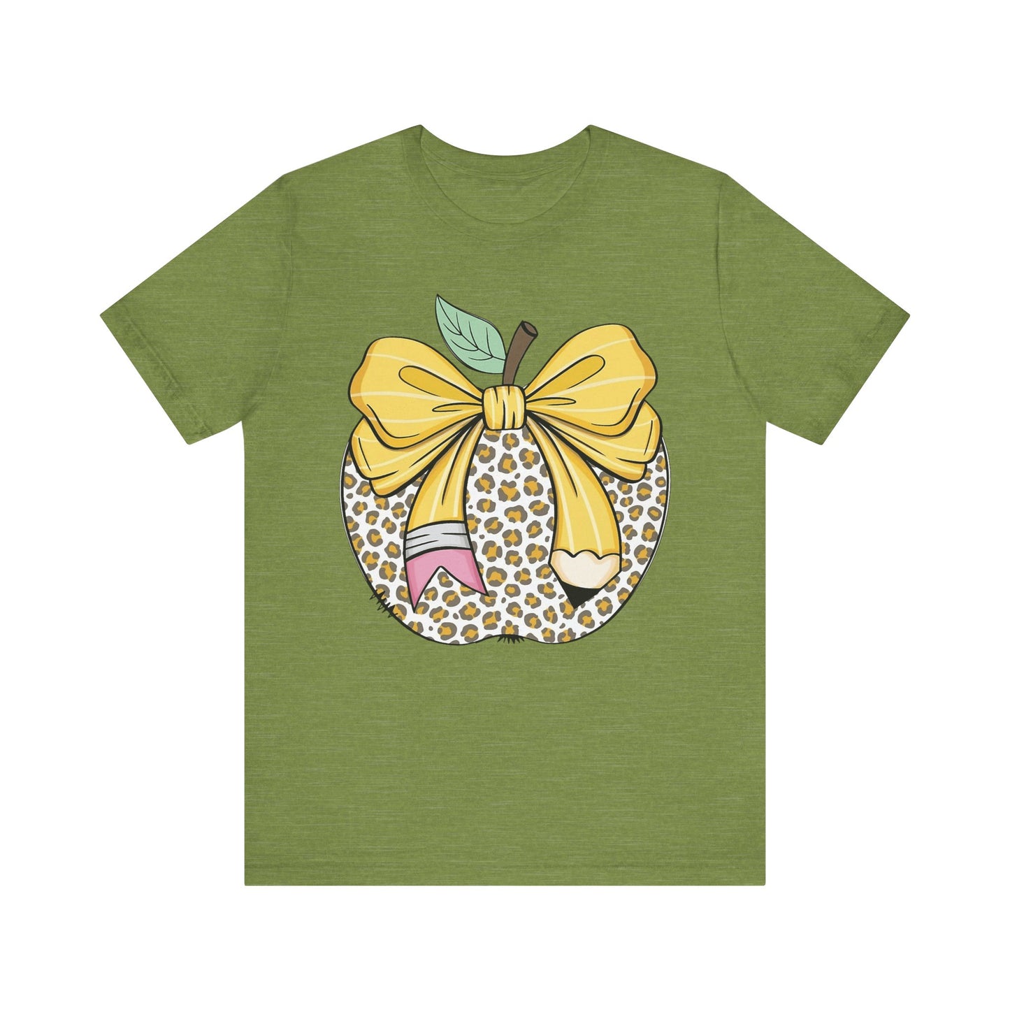 Leopard Apple Tee with Pencil & Bow – Teacher Life Vibes