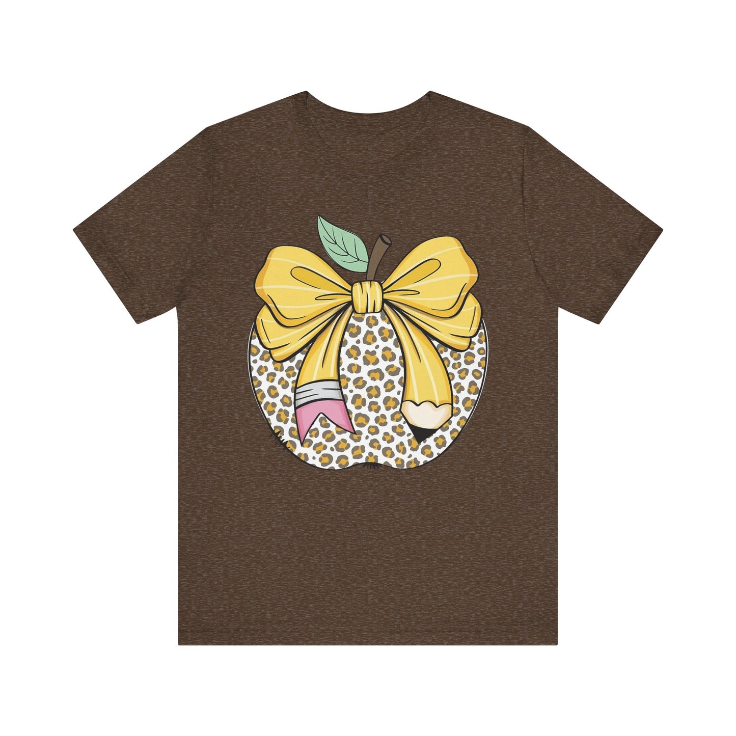Leopard Apple Tee with Pencil & Bow – Teacher Life Vibes