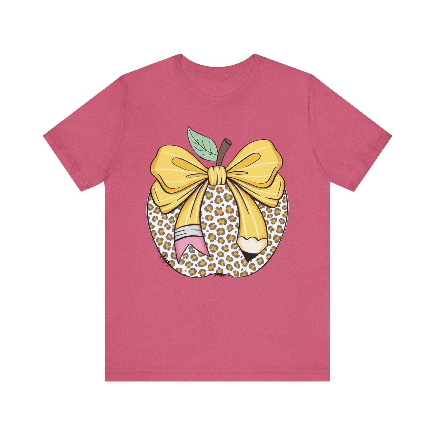 Leopard Apple Tee with Pencil & Bow – Teacher Life Vibes