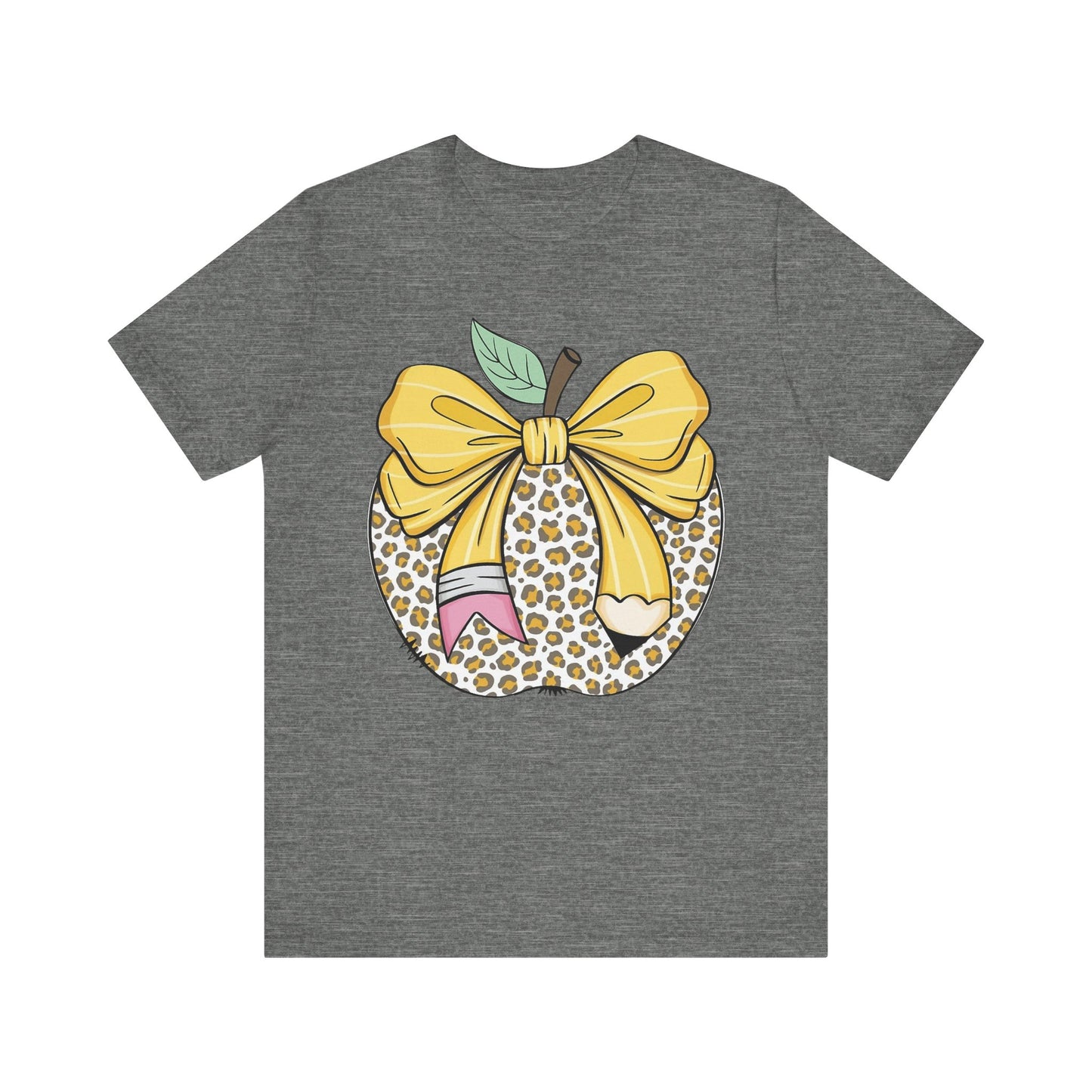 Leopard Apple Tee with Pencil & Bow – Teacher Life Vibes