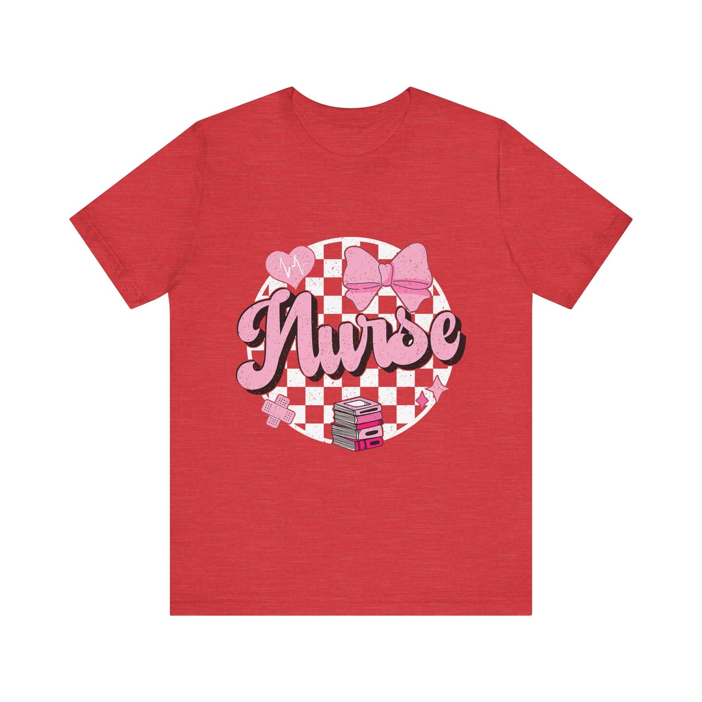 Cute Nurse Graphic T-Shirt | Pink Heart & Medical Theme