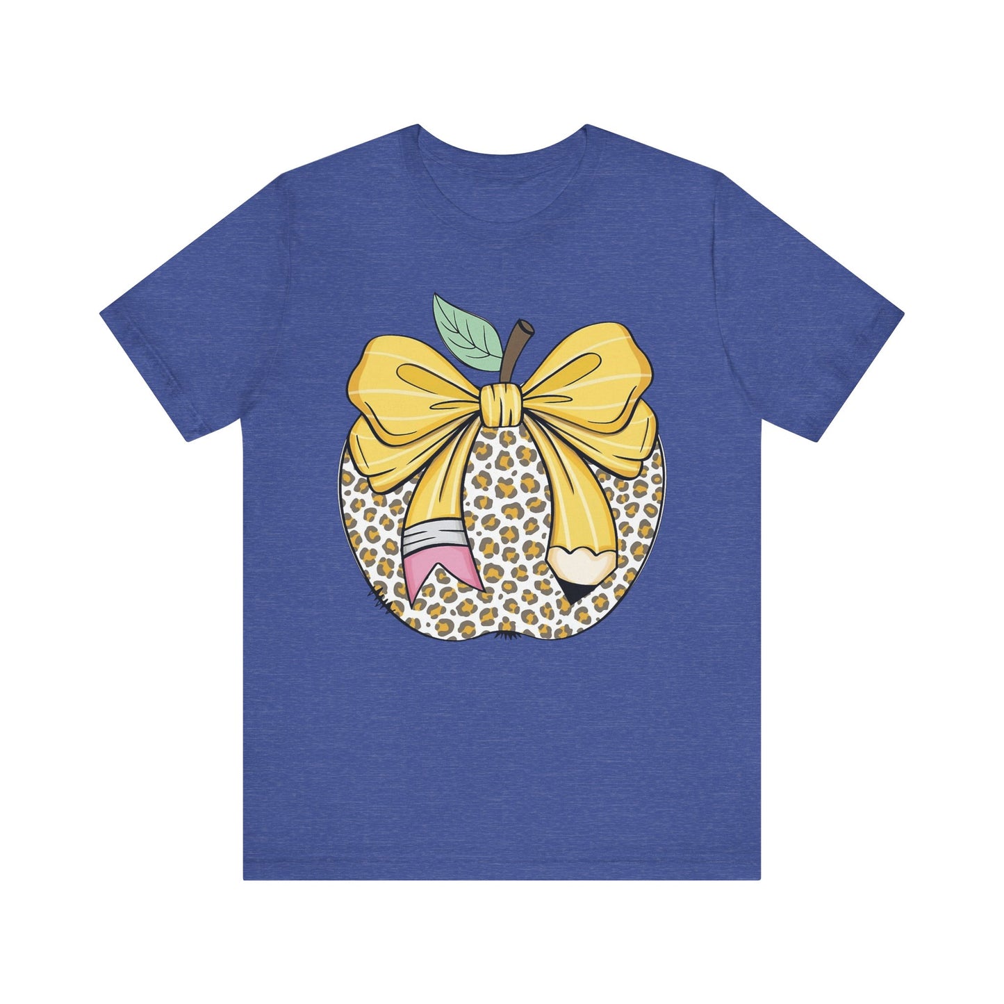 Leopard Apple Tee with Pencil & Bow – Teacher Life Vibes