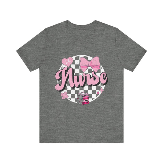 Cute Nurse Graphic T-Shirt | Pink Heart & Medical Theme
