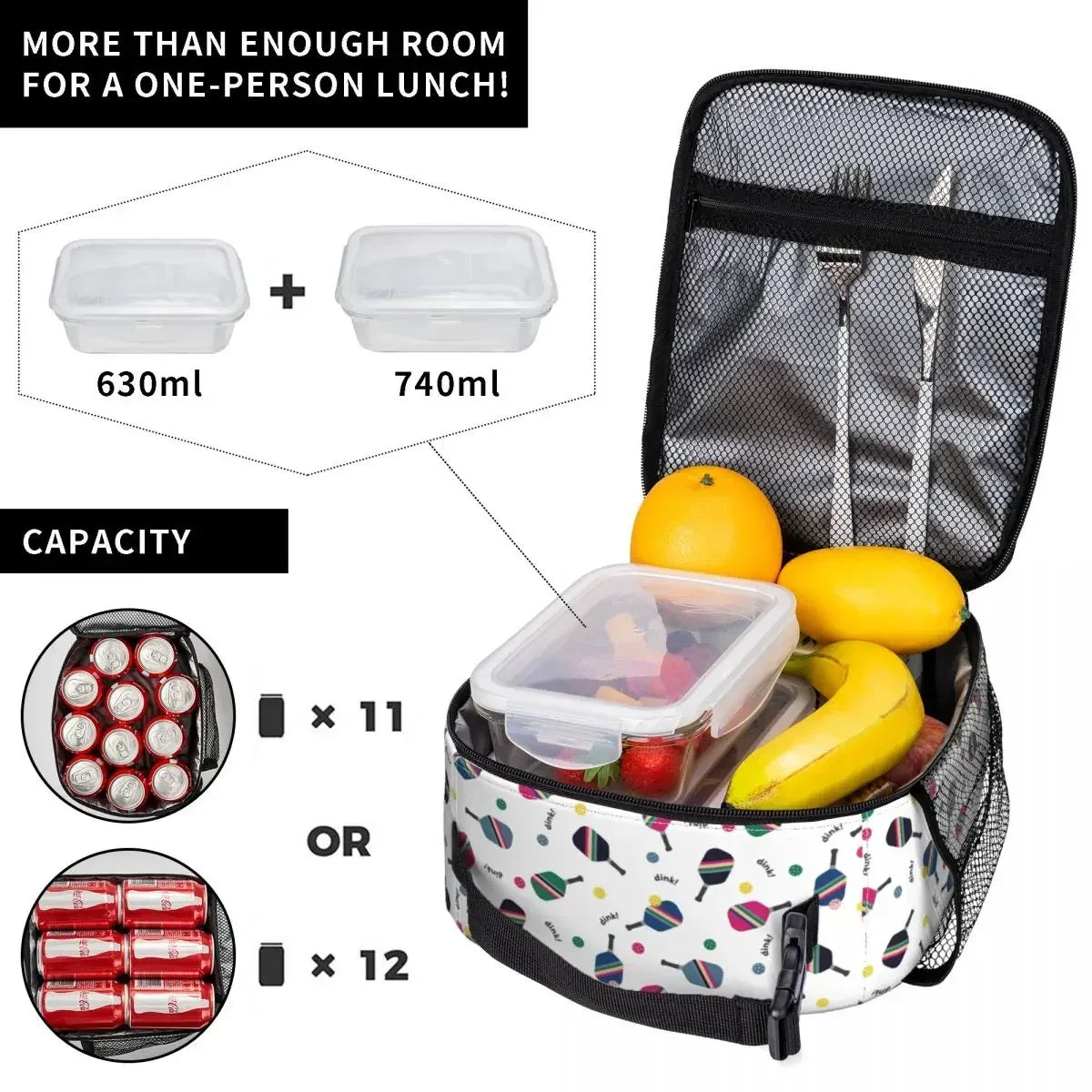 Pickleball Fun Paddle Insulated Lunch Bag