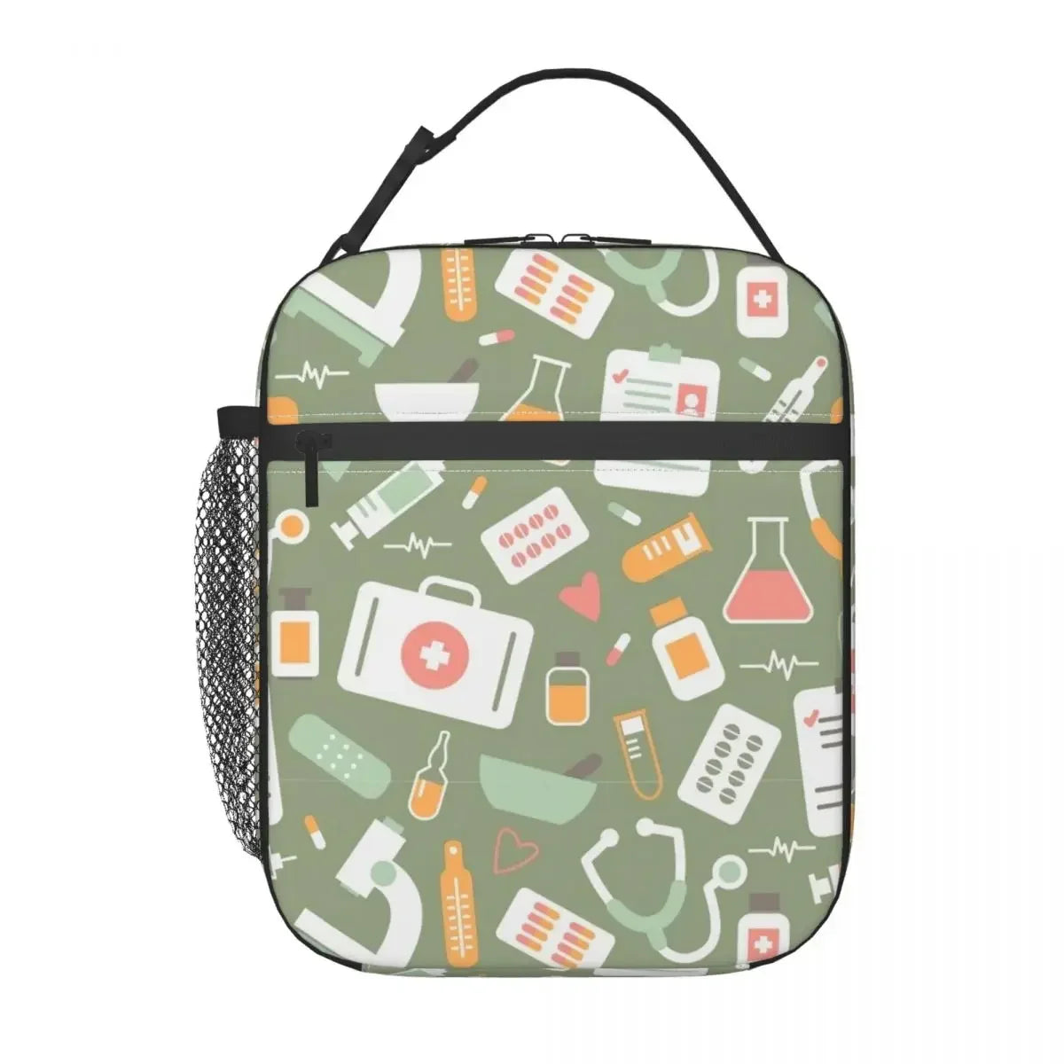 Nurse Healthcare Pattern Insulated Lunch Bag