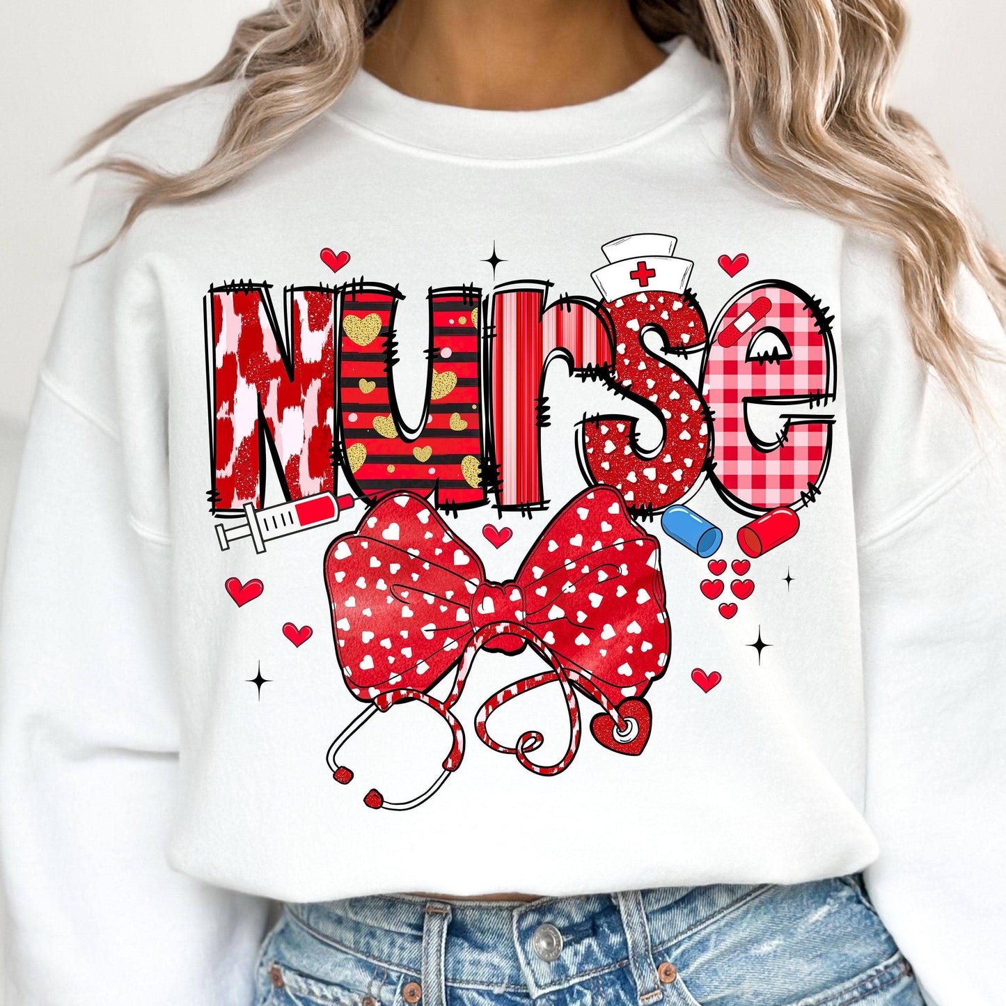 Nurse Valentine Coquette Bow Sweatshirt